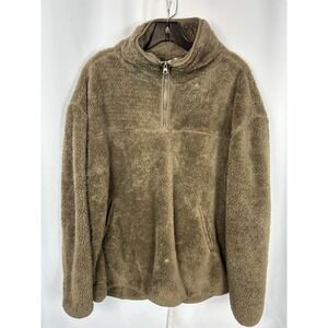 Sage Collective Brown Teddy Fleece Half Zip Pullover Faux Fur Cozy Sweatshirt‎ L